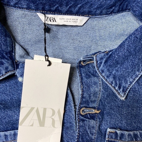 Zara Denim Long Sleeve Mini Dress S - Picture 6 of 9